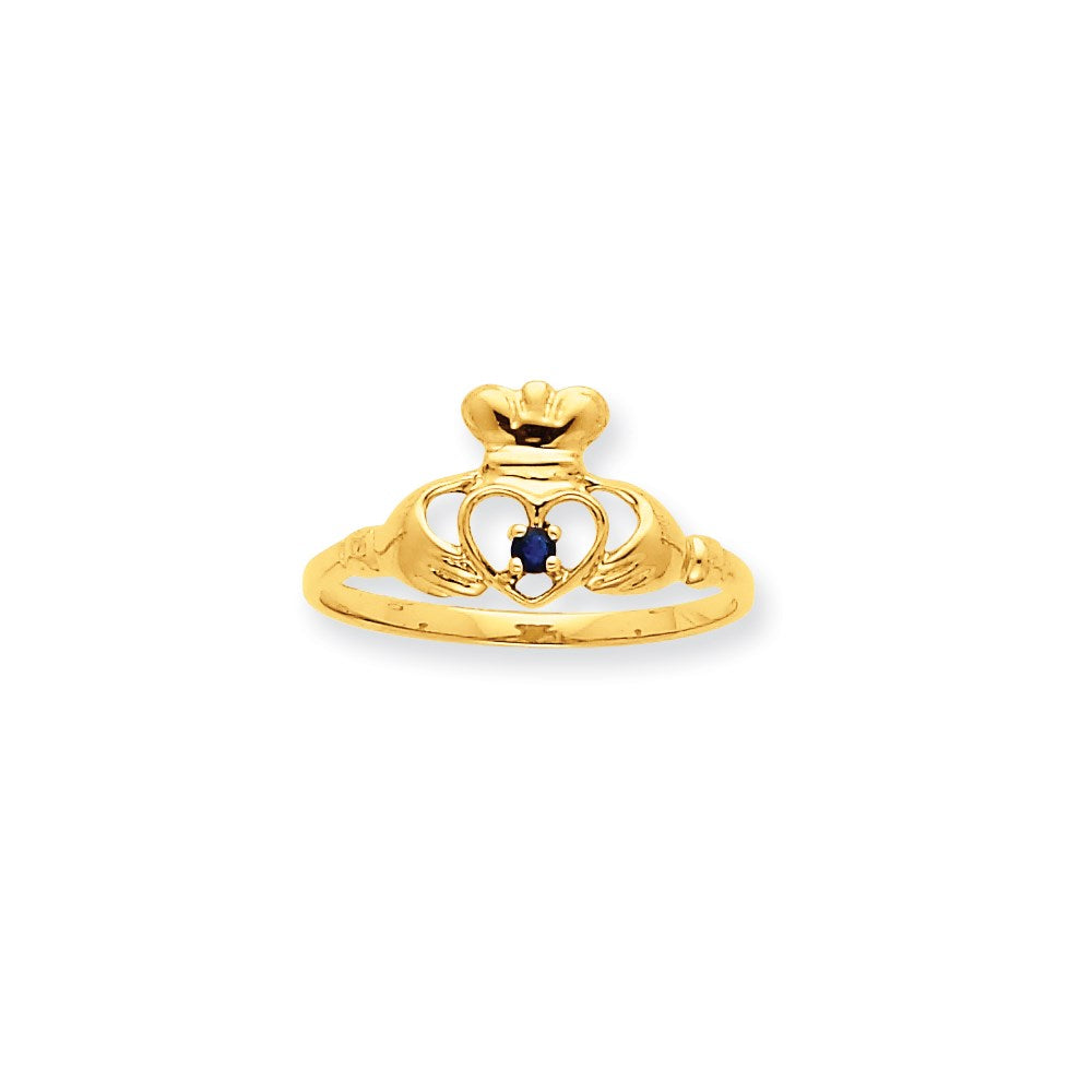 10K Gelbgold Ring mit poliertem echtem Saphir-Geburtsstein