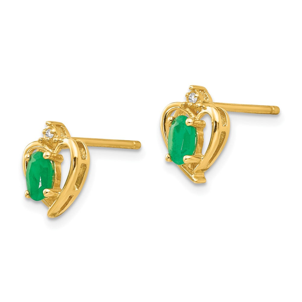 10K Gelbgold Diamant- und Smaragd-Ohrringe