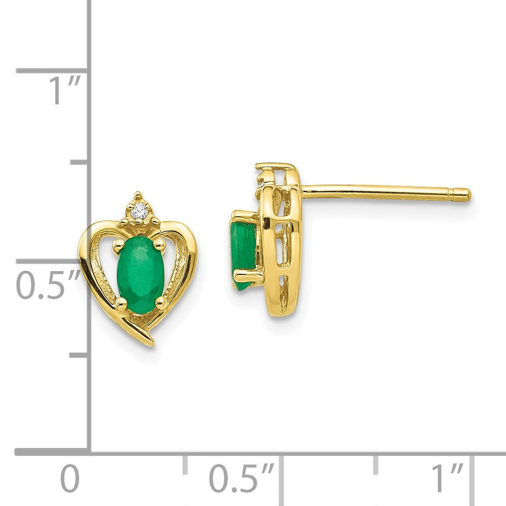 10K Gelbgold Diamant- und Smaragd-Ohrringe