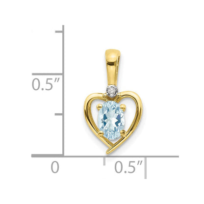 10K Gold Anhänger mit Diamant und Aquamarin