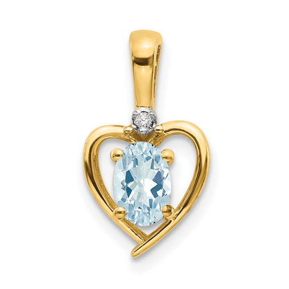 10K Gold Anhänger mit Diamant und Aquamarin