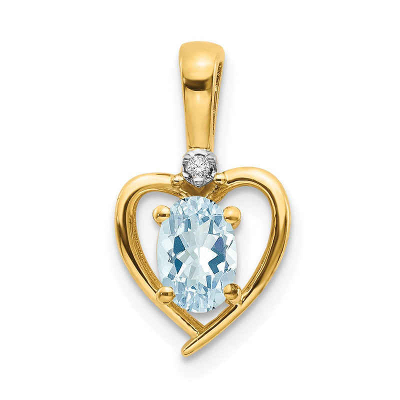 10K Gold Anhänger mit Diamant und Aquamarin