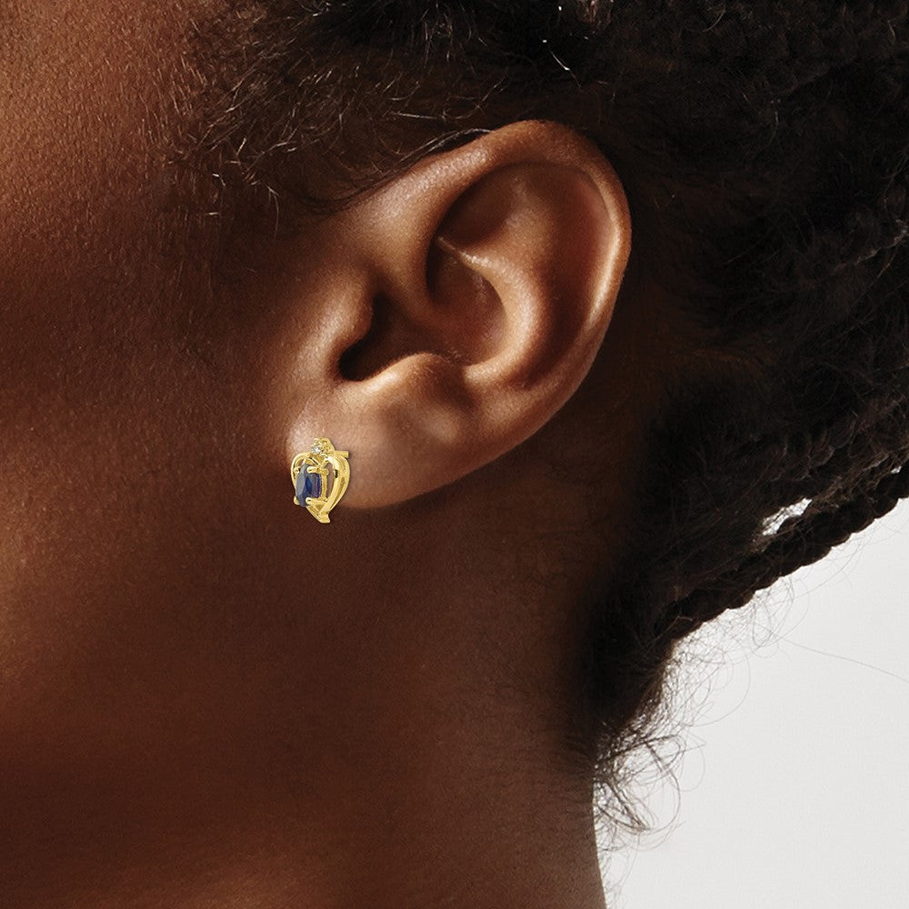 10K Ohrringe mit Diamant und Saphir