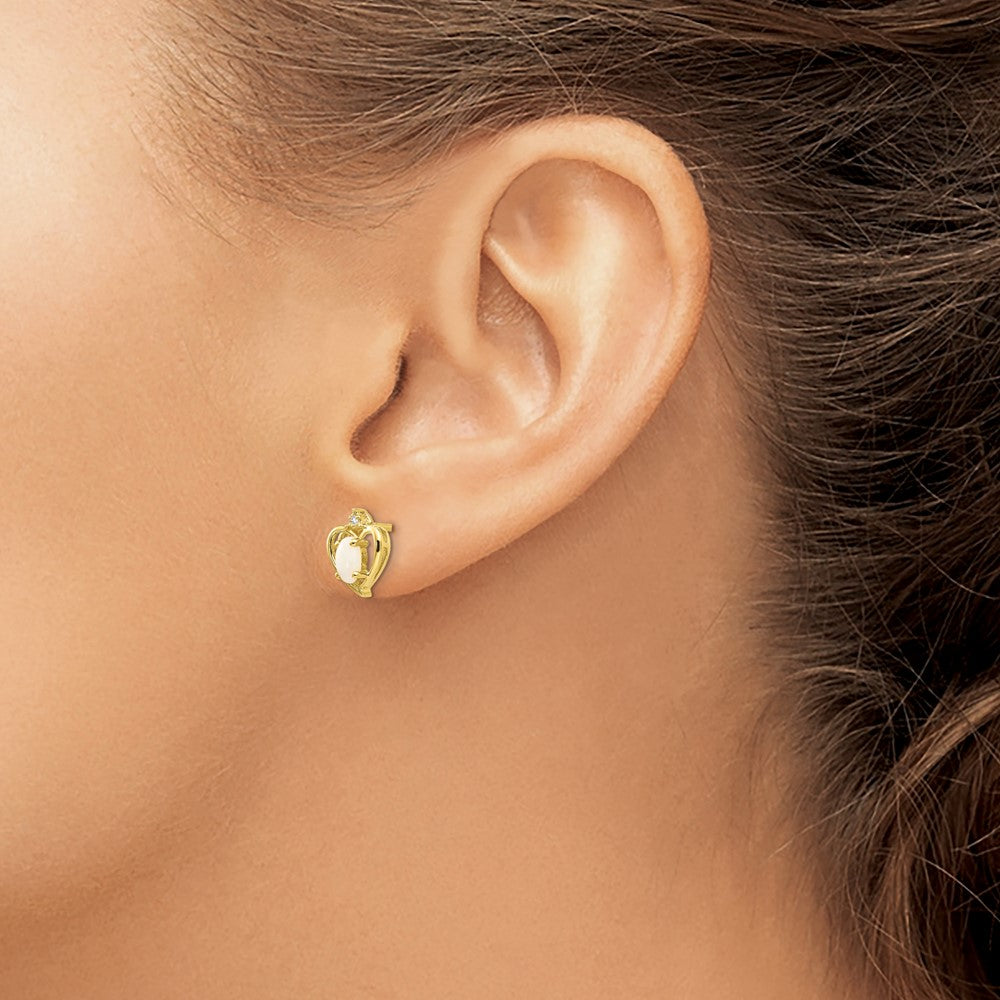 10K Gold Ohrringe mit Diamant und Opal