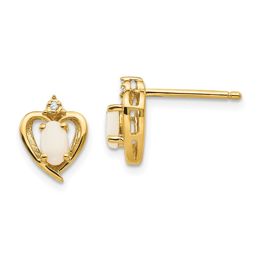 10K Gold Ohrringe mit Diamant und Opal