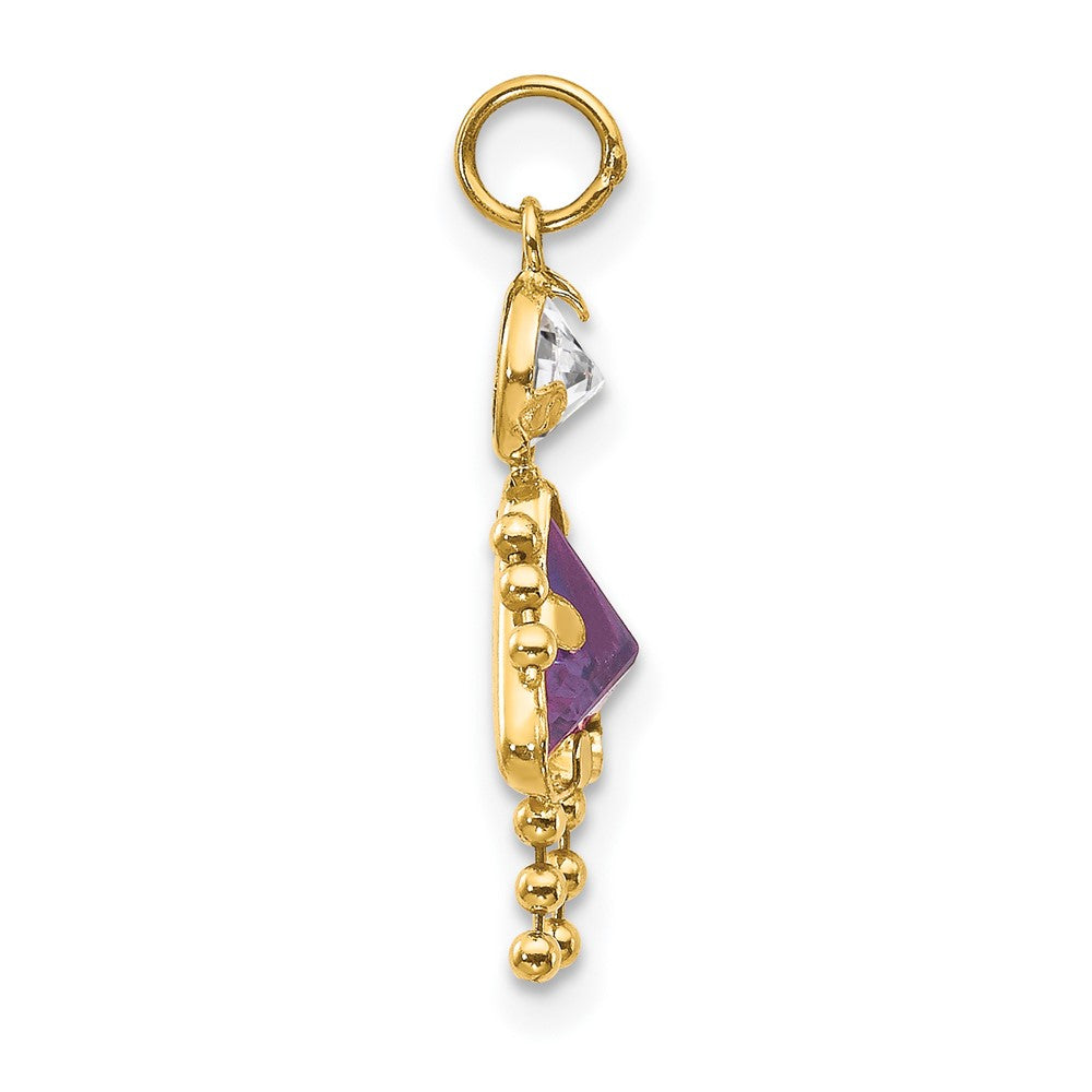 10K Gelbgold February Mädchen Geburtsstein Charm