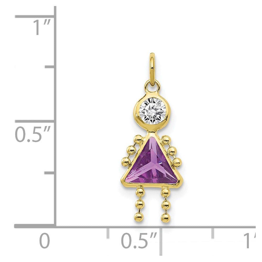 10K Gelbgold February Mädchen Geburtsstein Charm