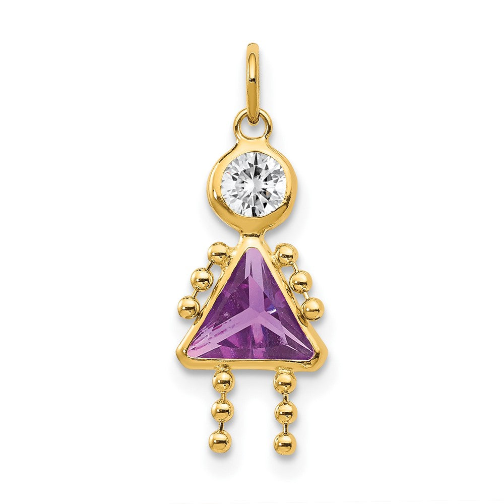10K Gelbgold February Mädchen Geburtsstein Charm