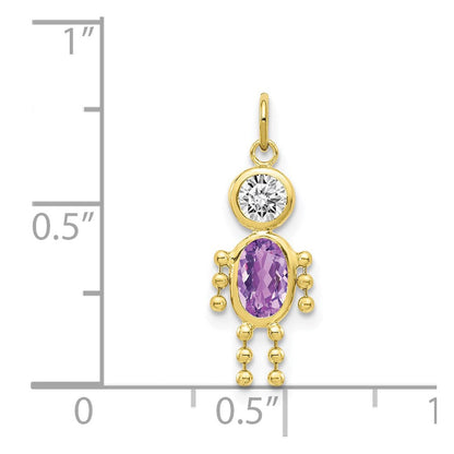 10K Gelbgold February Junge Geburtsstein Charm