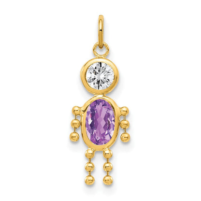 10K Gelbgold February Junge Geburtsstein Charm