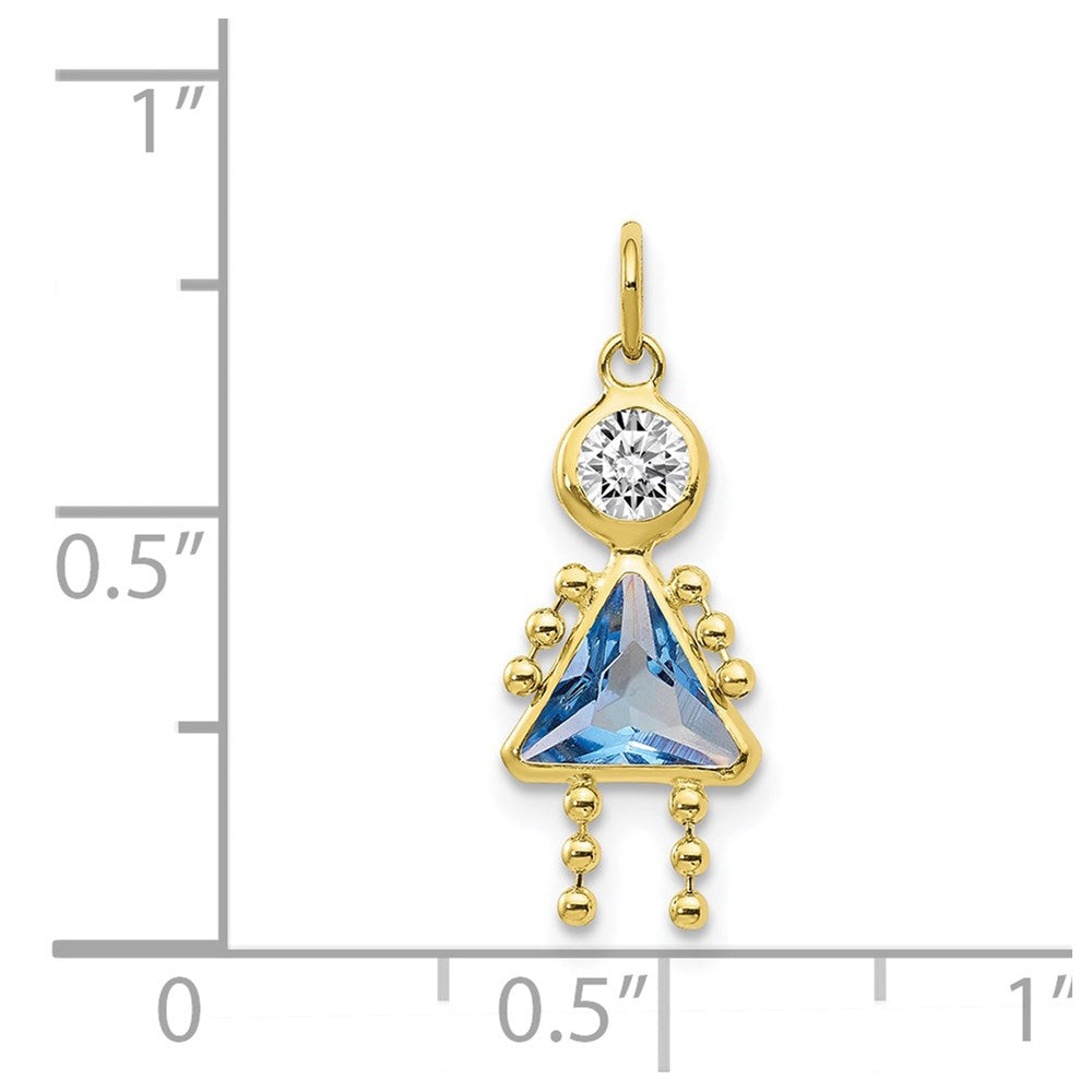 10K Gelbgold March Mädchen Geburtsstein Charm