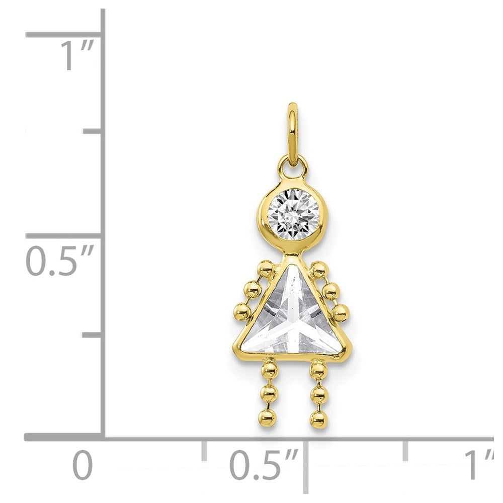 10K Gelbgold April Mädchen Geburtsstein Charm