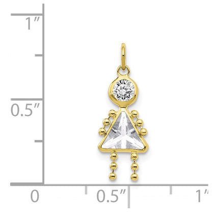 10K Gelbgold April Mädchen Geburtsstein Charm
