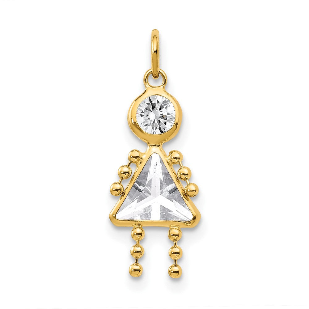 10K Gelbgold April Mädchen Geburtsstein Charm