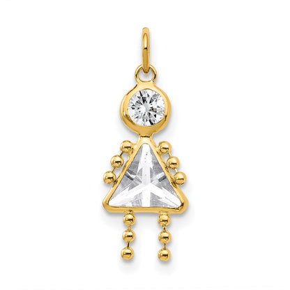10K Gelbgold April Mädchen Geburtsstein Charm