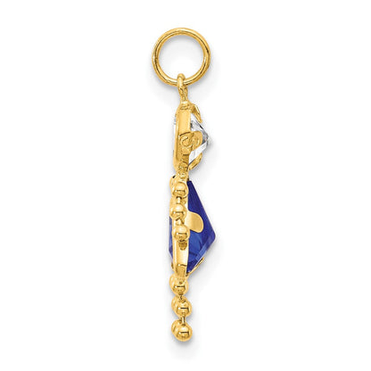 10K Gelbgold September Mädchen Geburtsstein Charm