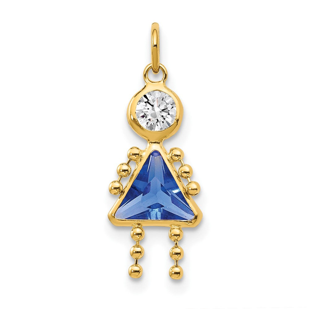 10K Gelbgold September Mädchen Geburtsstein Charm