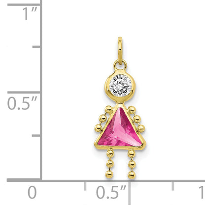 10K Gelbgold October Mädchen Geburtsstein Charm