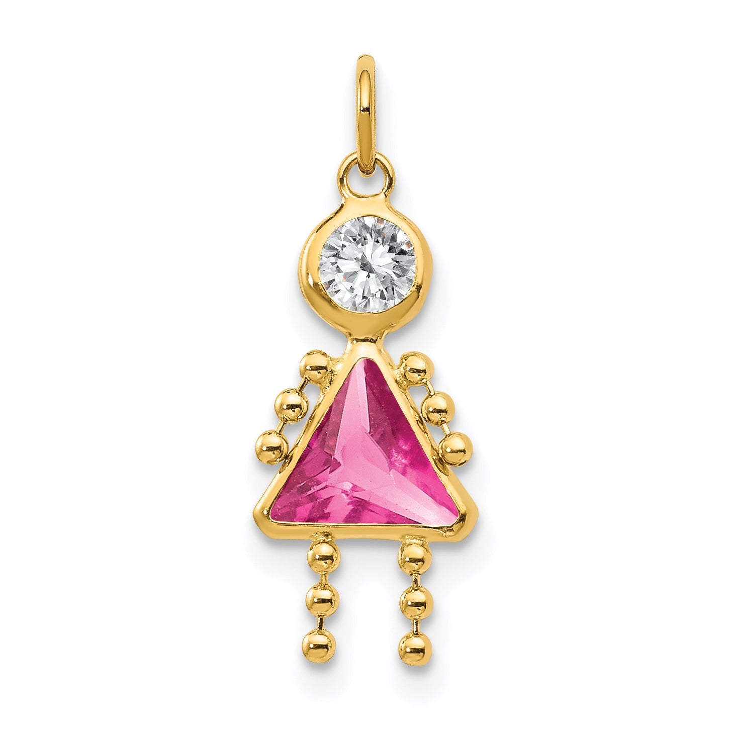 10K Gelbgold October Mädchen Geburtsstein Charm