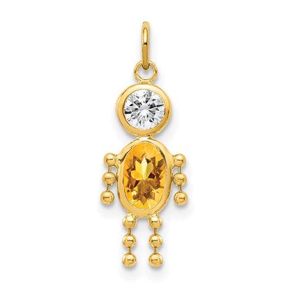 10K Gelbgold November Junge Geburtsstein Charm