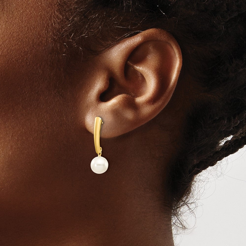 10K Gelbgold 10K 6-7mm Weiß Rund Süßwasser Zuchtperle Stecker Ohrhänger