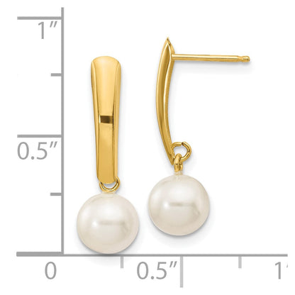 10K Gelbgold 10K 6-7mm Weiß Rund Süßwasser Zuchtperle Stecker Ohrhänger