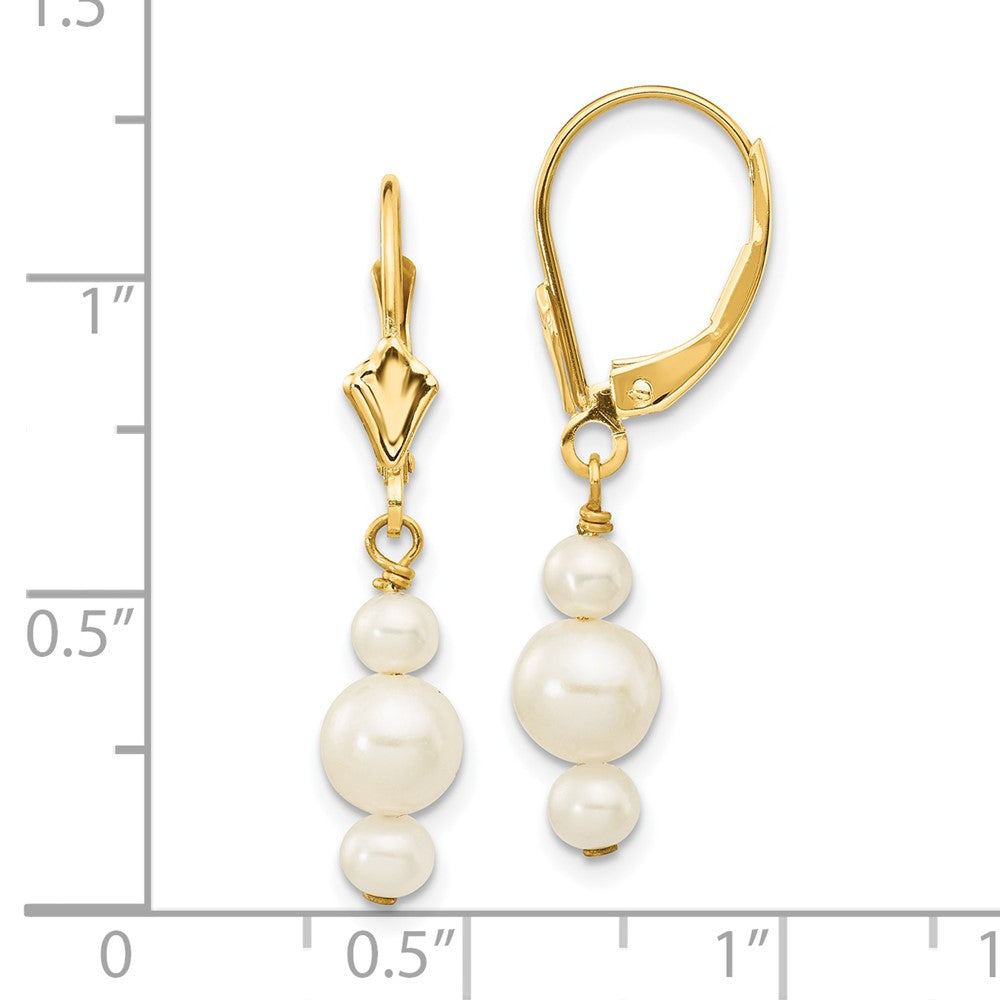 10K Gelbgold 10K 3-3.5mm und 5-5.5mm Weiß Halb-round Süßwasser Zuchtperle Brisur Ohrhänger