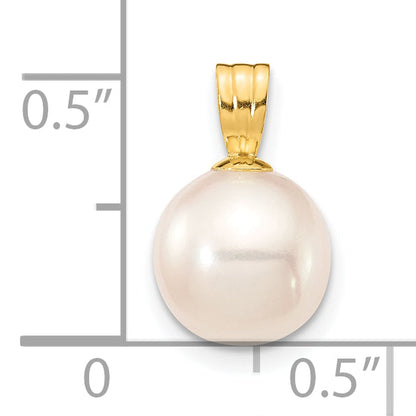 10K Gelbgold 10K 8-9mm Weiß Rund Süßwasser Zuchtperle Anhänger