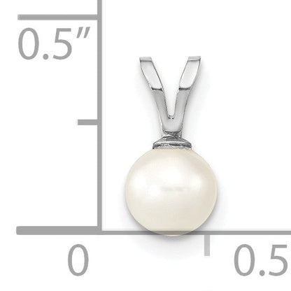 10K Weißgold 5-6mm Rund Süßwasser Zuchtperle Anhänger