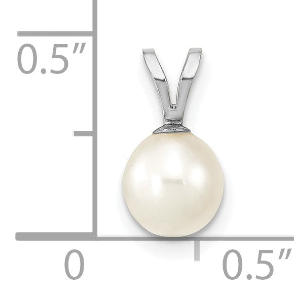 10K Weißgold 6-7mm Rund Süßwasser Zuchtperle Anhänger