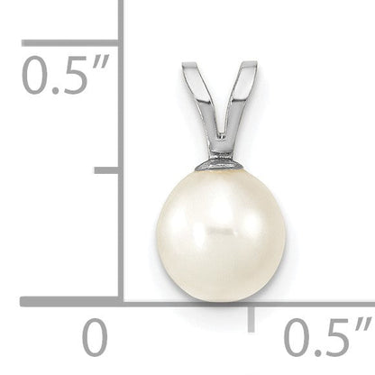 10K Weißgold 6-7mm Rund Süßwasser Zuchtperle Anhänger