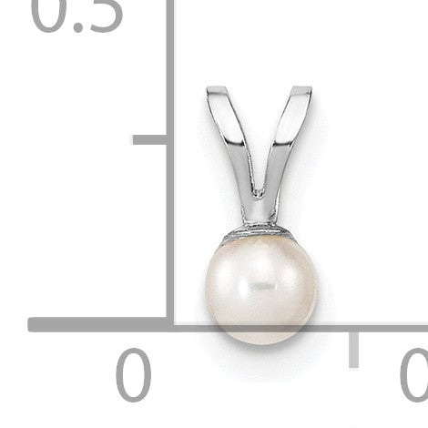 10K Weißgold 3-4mm Rund Süßwasser Zuchtperle Anhänger