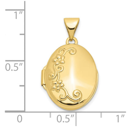 10K Gelbgold Blumen Oval Medaillon