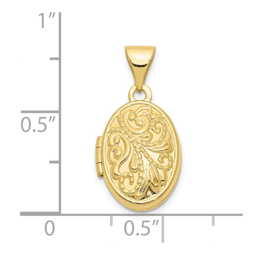 10K Gelbgold 10ky Gekugelt Ranke Design Oval Medaillon