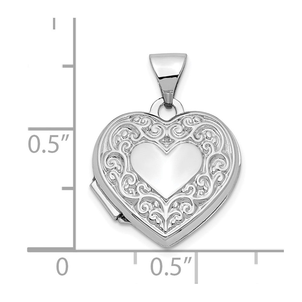 10K Weißgold Herz Medaillon