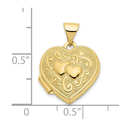 10K Gelbgold Doppelt Herz Medaillon