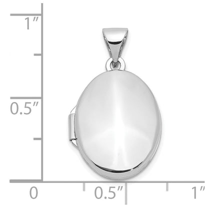 10K Weißgold Poliert Oval Medaillon