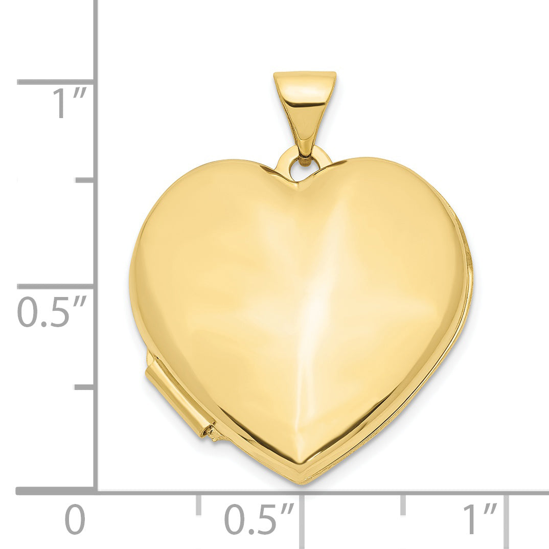 10K Gelbgold 21mm Herz Gewölbt Schlicht Medaillon