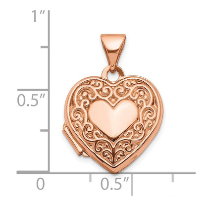 10K Roségold 15mm Ranke Herz Medaillon