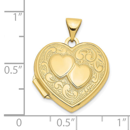 10K Gelbgold Doppelt Herz Medaillon