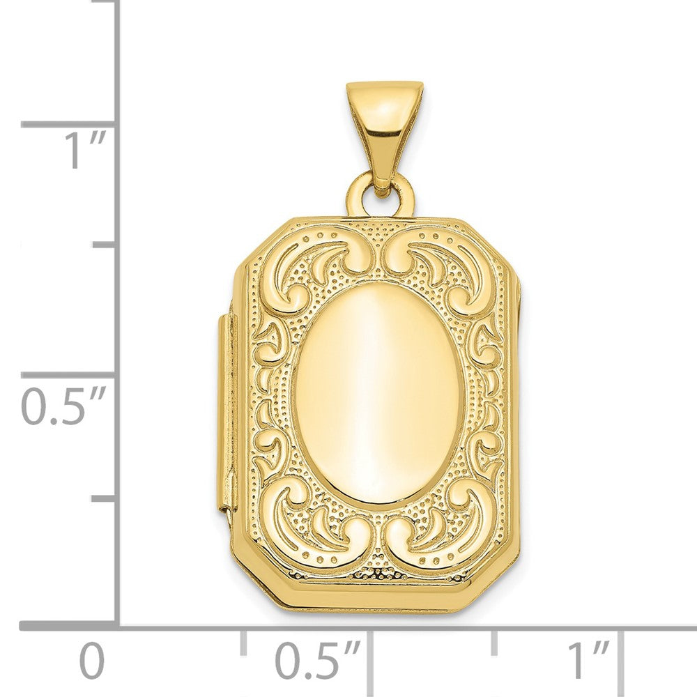10K Gelbgold Fantasie Rechteck Medaillon