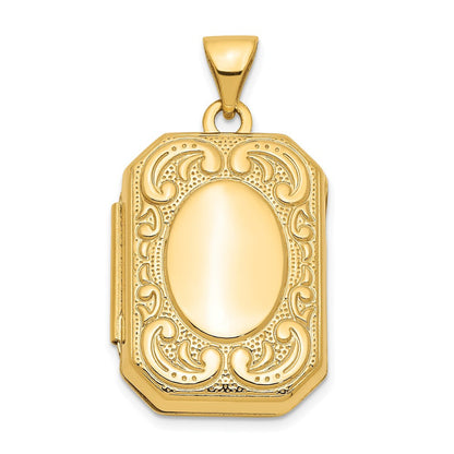 10K Gelbgold Fantasie Rechteck Medaillon