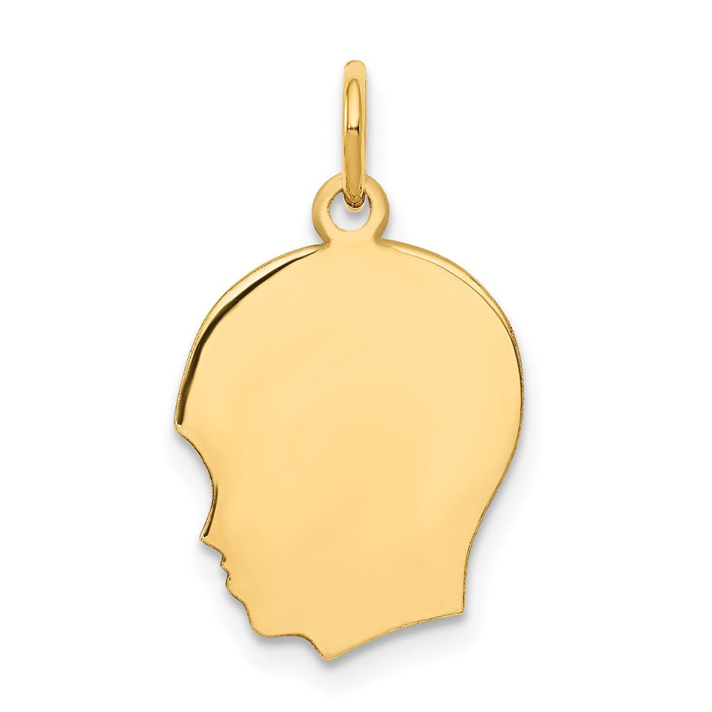 10K Gelbgold 10K Schlicht Mittel.018 Stärke Zugewandt Right Gravierbar Junge Kopf Charm