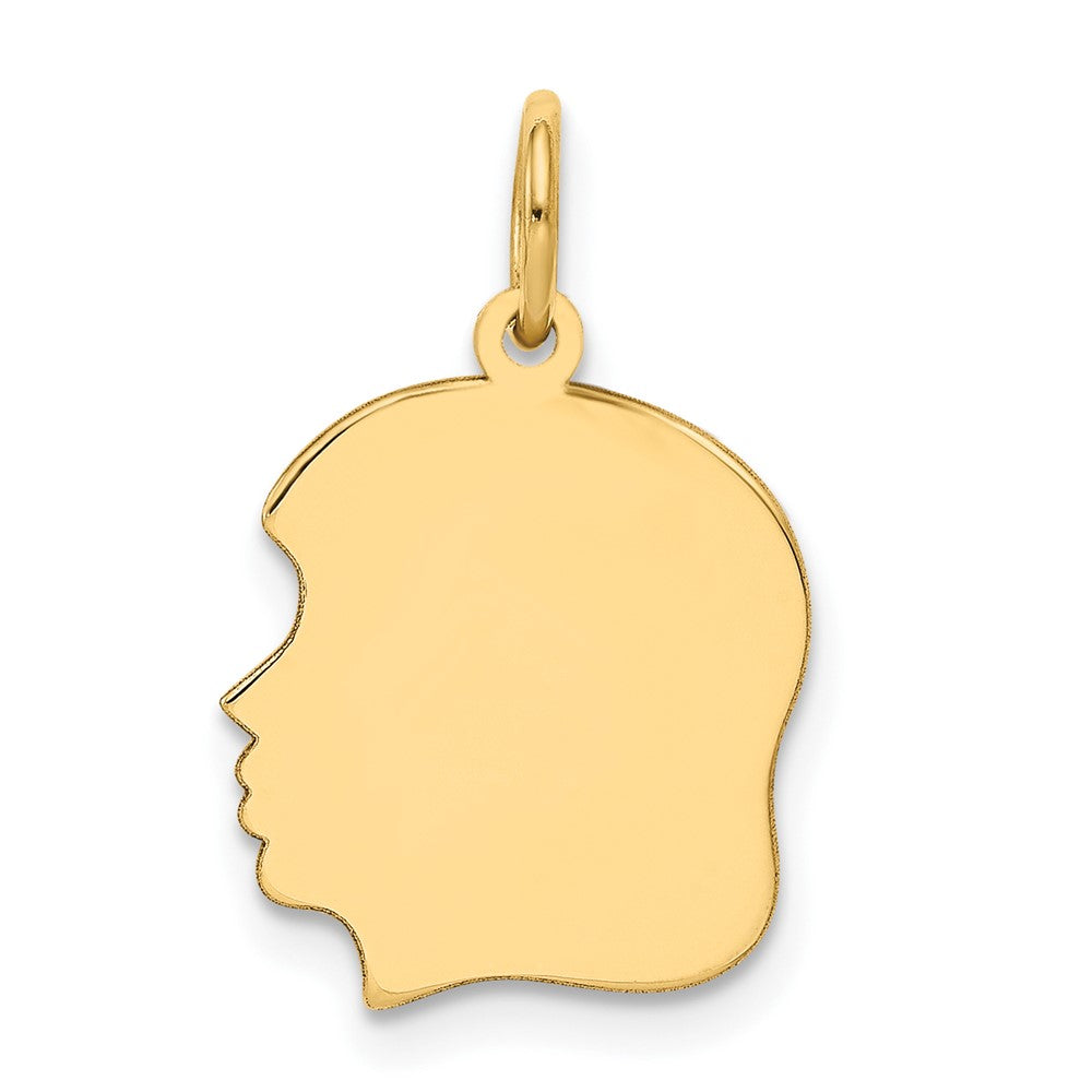 10K Gelbgold 10K Schlicht Mittel.013 Stärke Zugewandt Right Gravierbar Mädchen Kopf Charm
