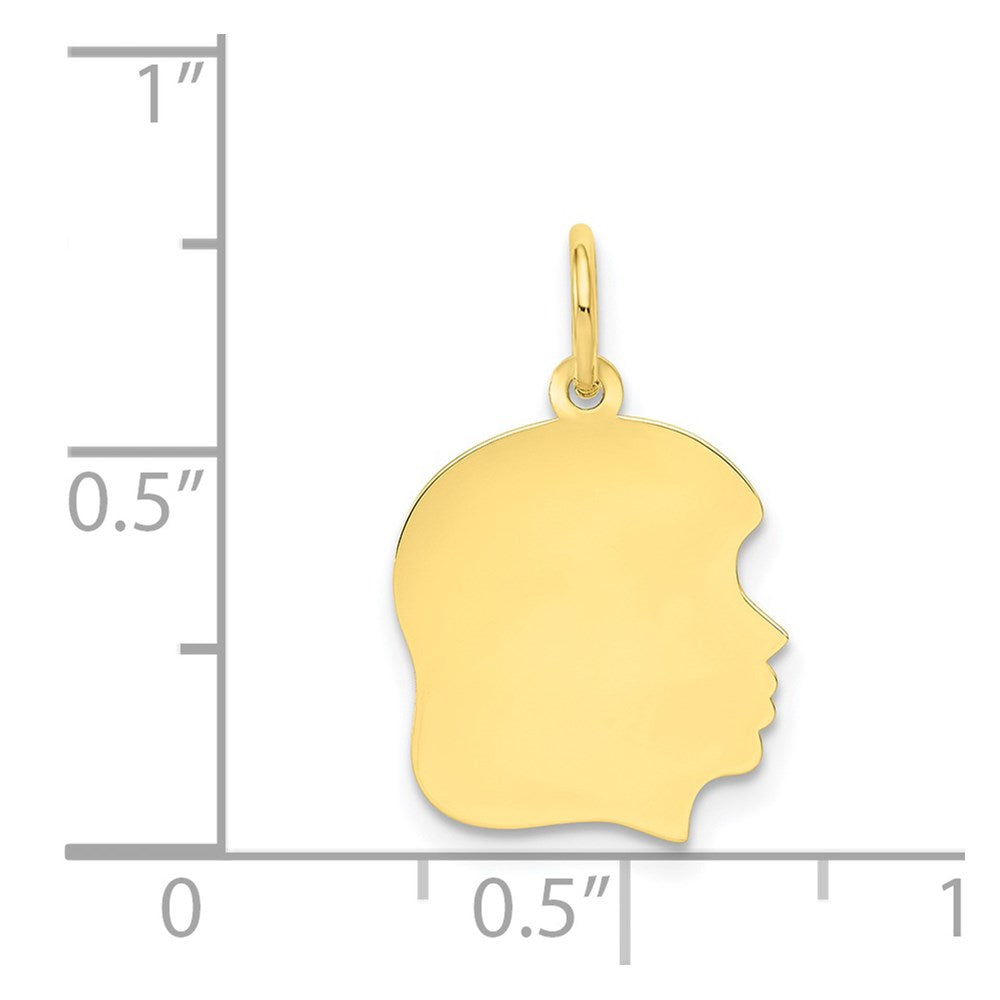 10K Gelbgold 10K Schlicht Mittel.013 Stärke Zugewandt Right Gravierbar Mädchen Kopf Charm