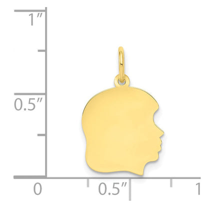 10K Gelbgold 10K Schlicht Mittel.013 Stärke Zugewandt Right Gravierbar Mädchen Kopf Charm