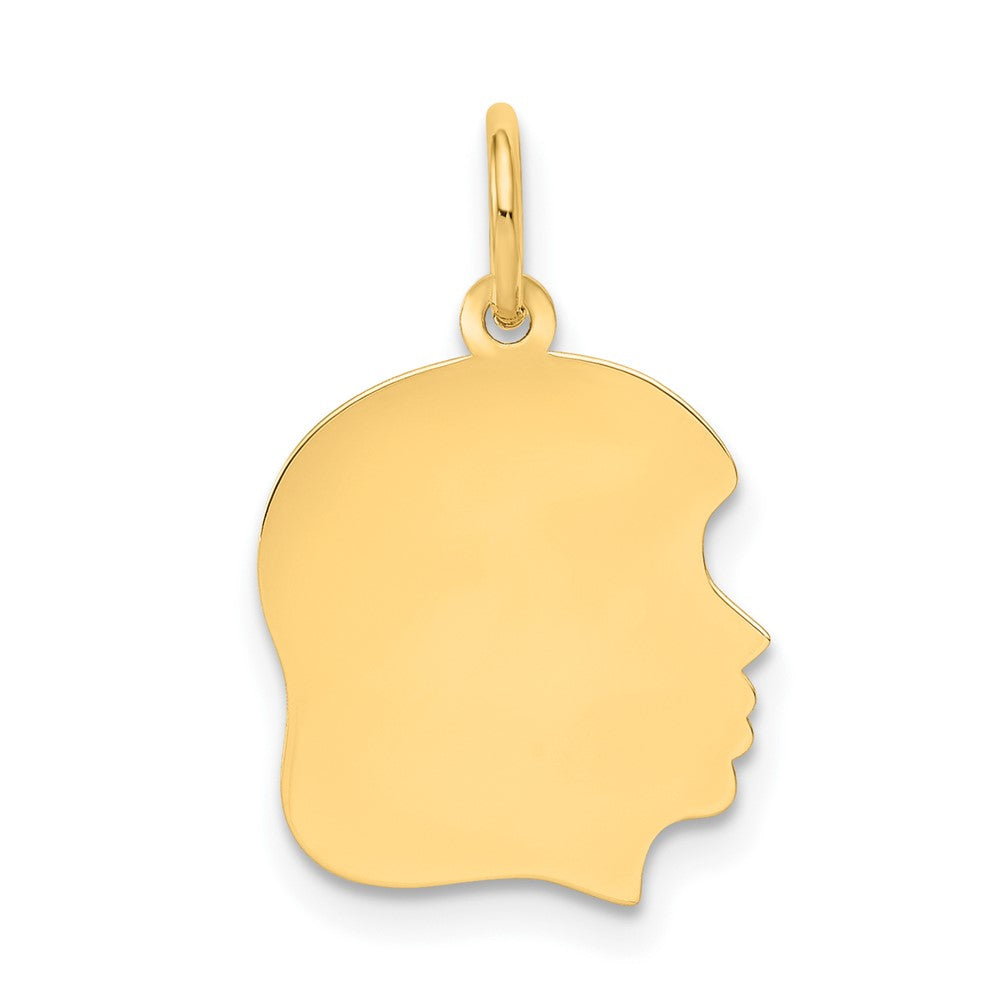 10K Gelbgold 10K Schlicht Mittel.018 Stärke Zugewandt Right Gravierbar Mädchen Kopf Charm