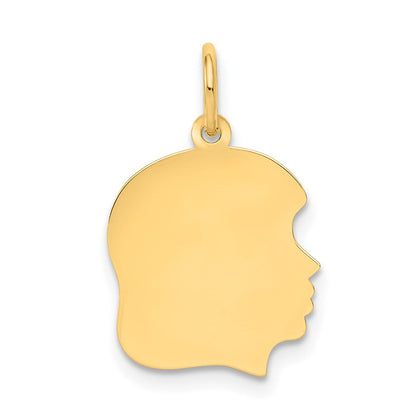 10K Gelbgold 10K Schlicht Mittel.018 Stärke Zugewandt Right Gravierbar Mädchen Kopf Charm
