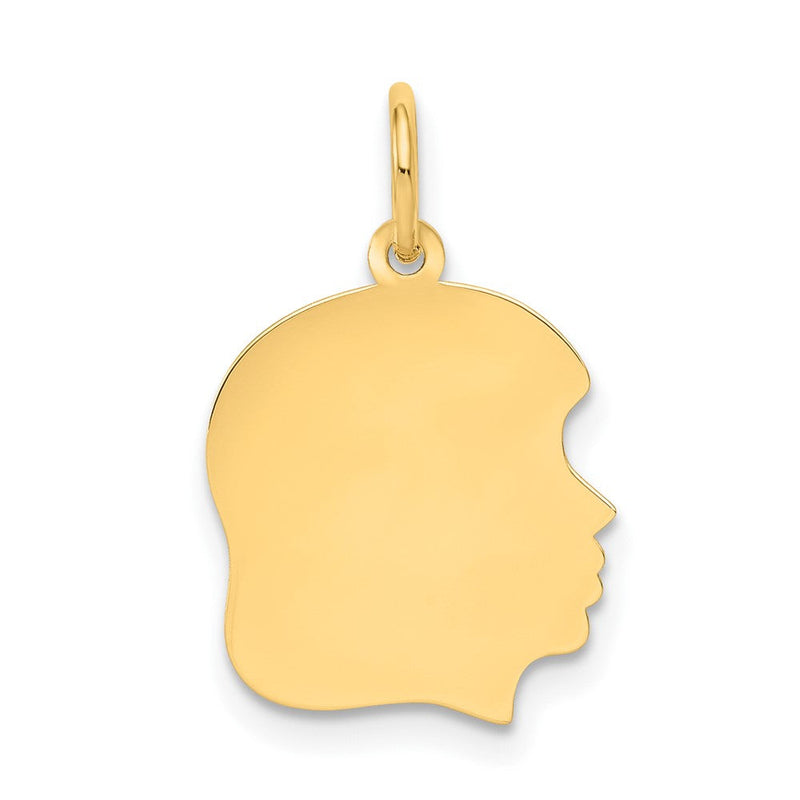 10K Gelbgold 10K Schlicht Mittel.018 Stärke Zugewandt Right Gravierbar Mädchen Kopf Charm