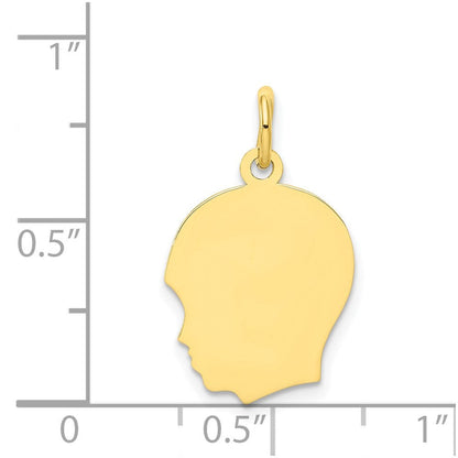 10K Gelbgold 10K Schlicht Mittel.018 Stärke Zugewandt Left Gravierbar Junge Kopf Charm